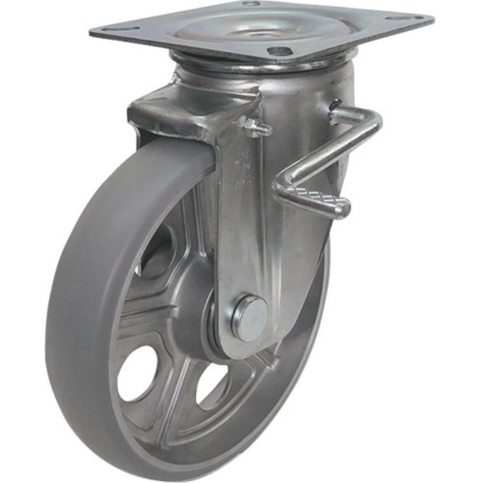 ユーエイ プレート式 自在 キャスター アルティメットウレタン 車輪径150mm ストッパー付き PMタイプ PMS-LB(R)型 取付寸法94×94(87×87)(Tcode:3682843)