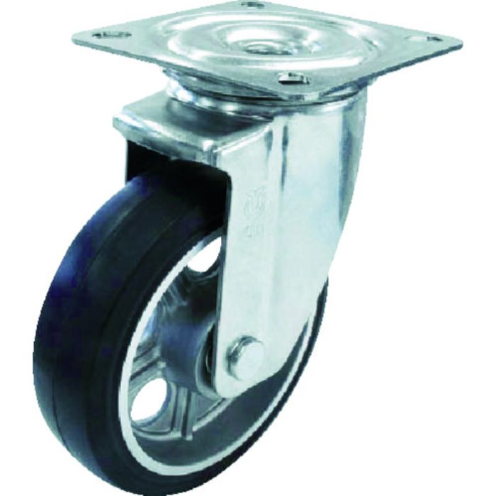 ユーエイ プレート式 自在 キャスター ゴム 車輪径150mm  PMタイプ PMS型 取付寸法94×94(87×87)(Tcode:4405161)