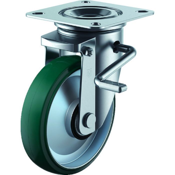 ユーエイ プレート式 自在 キャスター ウレタン 車輪径150mm ストッパー付き PMタイプ PMS-LB型(E46)(R) 取付寸法94×94(87×87)(Tcode:1487579)