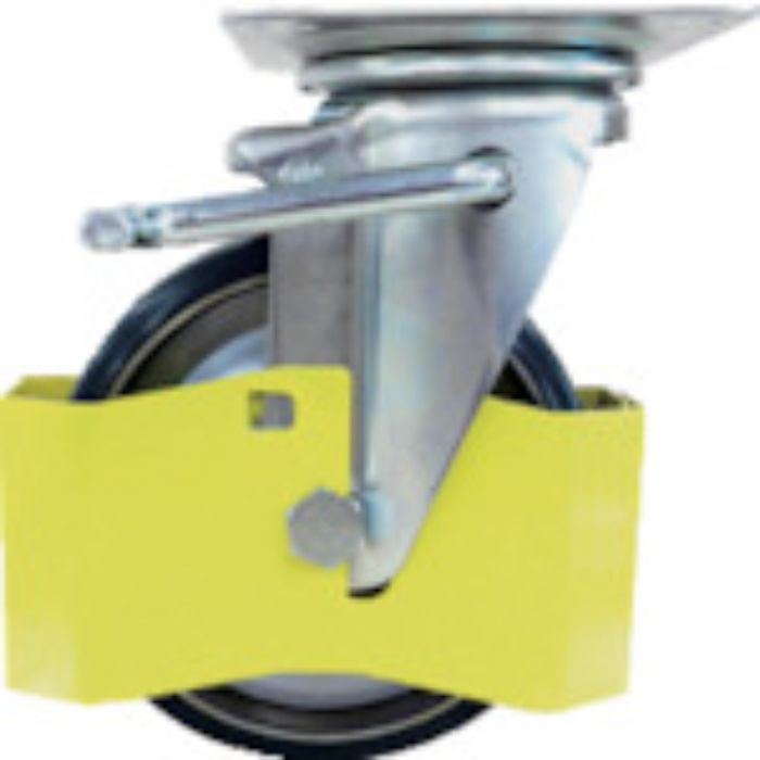 ユーエイ プレート式 自在 巻き込み防止カバー付キャスター ウレタン 車輪径150mm ストッパー付 PMタイプ PMS-LB型IPC 取付寸法94×94(87×87)(Tcode:2509345)