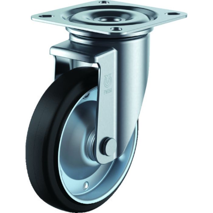 ユーエイ プレート式 自在 キャスター ゴム 車輪径150mm  PMタイプ PMS型(E46) 取付寸法94×94(87×87)(Tcode:1487576)