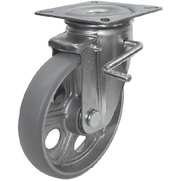 ユーエイ プレート式 自在 キャスター アルティメットウレタン 車輪径200mm ストッパー付き PMタイプ PMS-LB(R)型(Tcode:3782758)