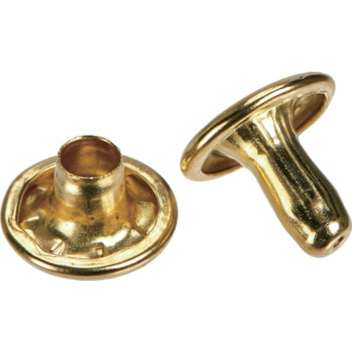TRUSCO 大カシメ スチール 真鍮メッキ 9mm 足長8.5mm 30組入 (ブリスターパック入)(Tcode:3630604)