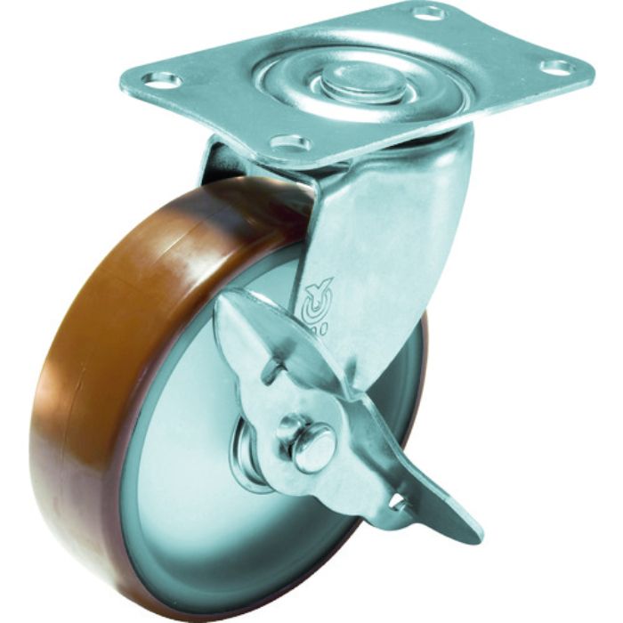 ユーエイ プレート式 自在 キャスター ウレタン 車輪径100mm ストッパー付き Sタイプ SG-S型 取付寸法82×40(Tcode:3277208)