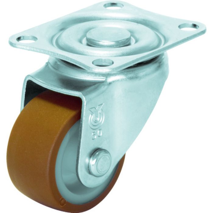 ユーエイ プレート式 自在 キャスター ウレタン 車輪径50mm  Sタイプ SG型 取付寸法55×42(Tcode:3796973)