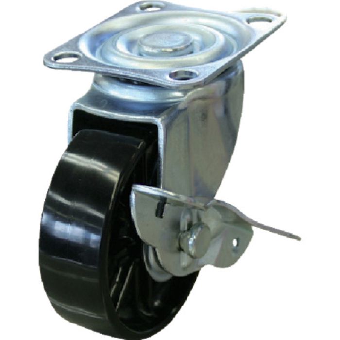 ユーエイ プレート式 自在 キャスター 黒ナイロン 車輪径65mm ストッパー付き Sタイプ SG-S型 取付寸法55×42(Tcode:8278518)