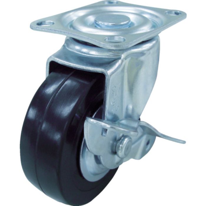 ユーエイ プレート式 自在 キャスター ゴム 車輪径65mm ストッパー付き Sタイプ SG-S型 取付寸法55×42(Tcode:3279111)