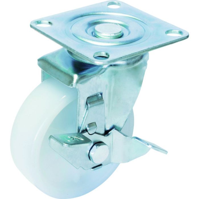 ユーエイ プレート式 自在 キャスター ナイロン 車輪径100mm ストッパー付き Jタイプ SJ-S型 取付寸法71×71(68×68)(Tcode:3797023)