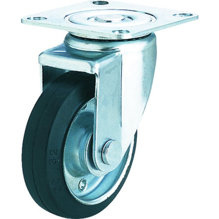 ユーエイ プレート式 自在 キャスター ゴム 車輪径100mm  Jタイプ SJ型 取付寸法71×71(68×68)(Tcode:3797031)