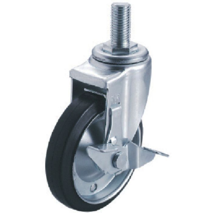 ユーエイ ねじ込み式 自在 キャスター ゴム 車輪径100mm ストッパー付き Jタイプ SJT-S型 ネジ寸法M20×40ピッチ2.5(Tcode:8093096)