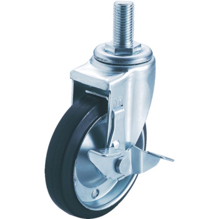 ユーエイ ねじ込み式 自在 キャスター ゴム 車輪径125mm ストッパー付き Jタイプ SJT-S型 ネジ寸法M16×40ピッチ2(Tcode:3797155)