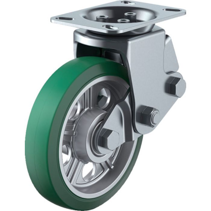 ユーエイ プレート式 固定 クッションキャスター 耐摩耗緑ゴム 車輪径200mm  SKYタイプ SKY-2R型 取付寸法133×86(125×62)(Tcode:3638929)
