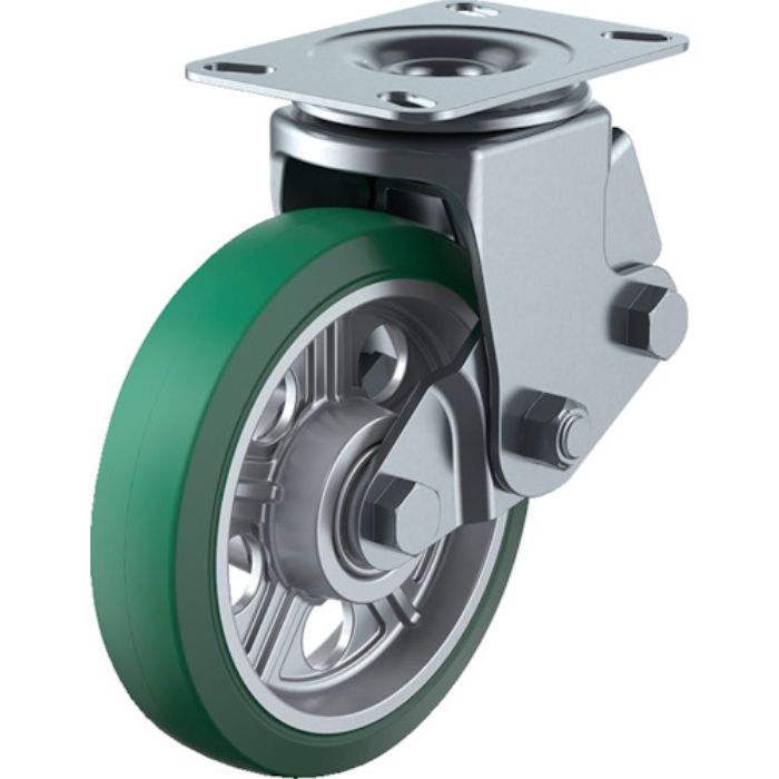 ユーエイ プレート式 自在 クッションキャスター 耐摩耗緑ゴム 車輪径200mm  SKYタイプ SKY-2S型 取付寸法133×86(125×62)(Tcode:3640414)