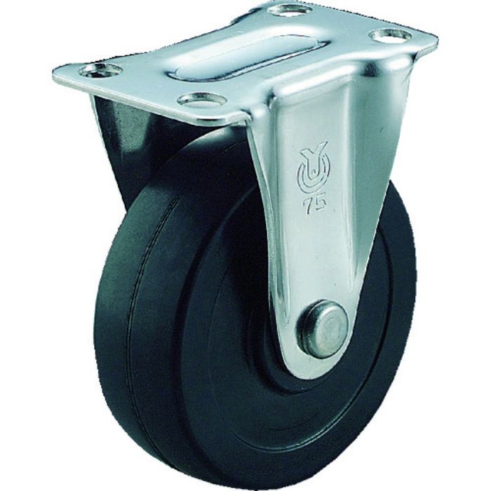 ユーエイ プレート式 固定 キャスター ゴム 車輪径75mm  Sタイプ SR型 取付寸法55×28(Tcode:3321436)