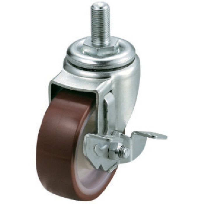 ユーエイ ねじ込み式 自在 キャスター ウレタン 車輪径75mm ストッパー付き Sタイプ ST-DS型 ネジ寸法M12×35ピッチ1.75(Tcode:8093197)