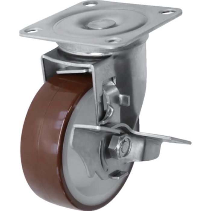 シシク ステンレスキャスター 自在ウレタンブレーキ付(Tcode:3535363)