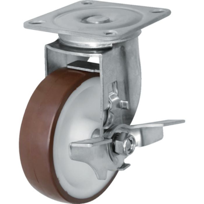 シシク ステンレスキャスター 自在ウレタンブレーキ付(Tcode:3535380)