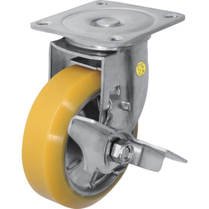 シシク ステンレスキャスター 制電性ウレタン車輪自在ストッパー付(Tcode:3535398)