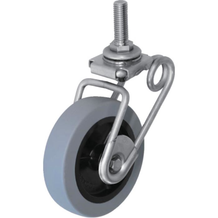 シシク 緩衝キャスター5 ステンレス製 自在 ネジ込み 100径 ウレタン車(Tcode:4414144)