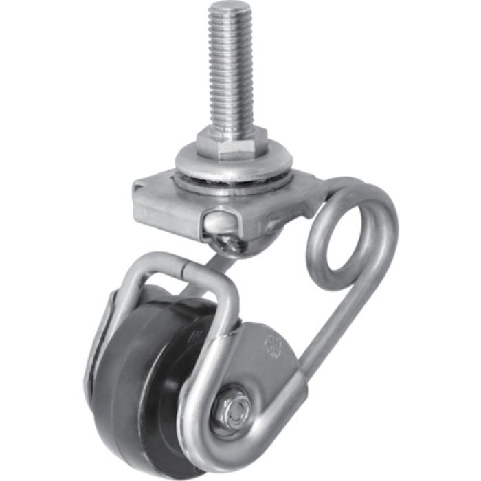 シシク 緩衝キャスター5 ステンレス製 自在 ネジ込み 50径 Rゴム車(Tcode:4414152)