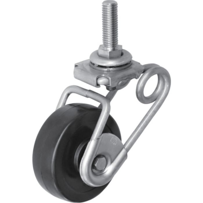 シシク 緩衝キャスター5 ステンレス製 自在 ネジ込み 75径 Rゴム車(Tcode:4414161)