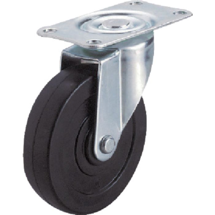 ユーエイ プレート式 自在 ステンレスキャスター ゴム 車輪径100mm  Eタイプ SUS-E型 取付寸法82×40(Tcode:8093213)