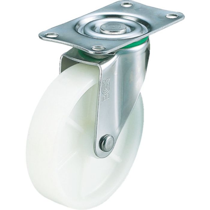 ユーエイ プレート式 自在 ステンレスキャスター ナイロン 車輪径75mm  Eタイプ SUS-E型 取付寸法56×28(Tcode:3797473)