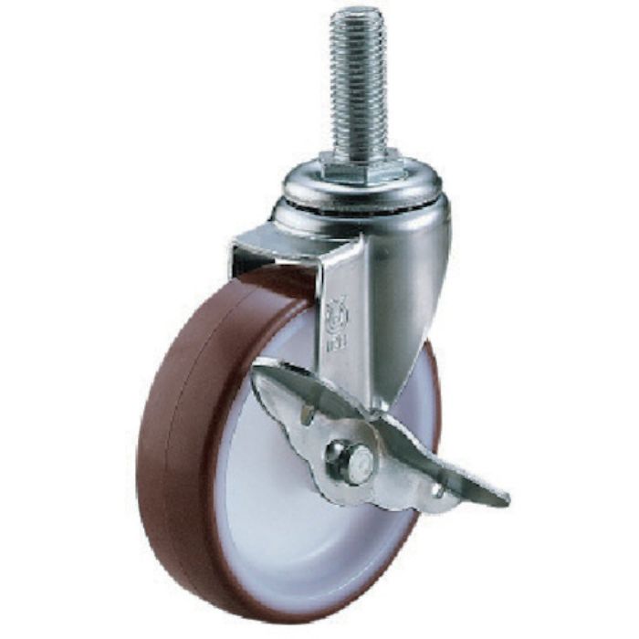 ユーエイ ねじ込み式 自在 ステンレスキャスター ウレタン 車輪径100mm ストッパー付き Eタイプ SUS-ET-S型 ネジ寸法M12×35ピッチ1.75(Tcode:8093240)