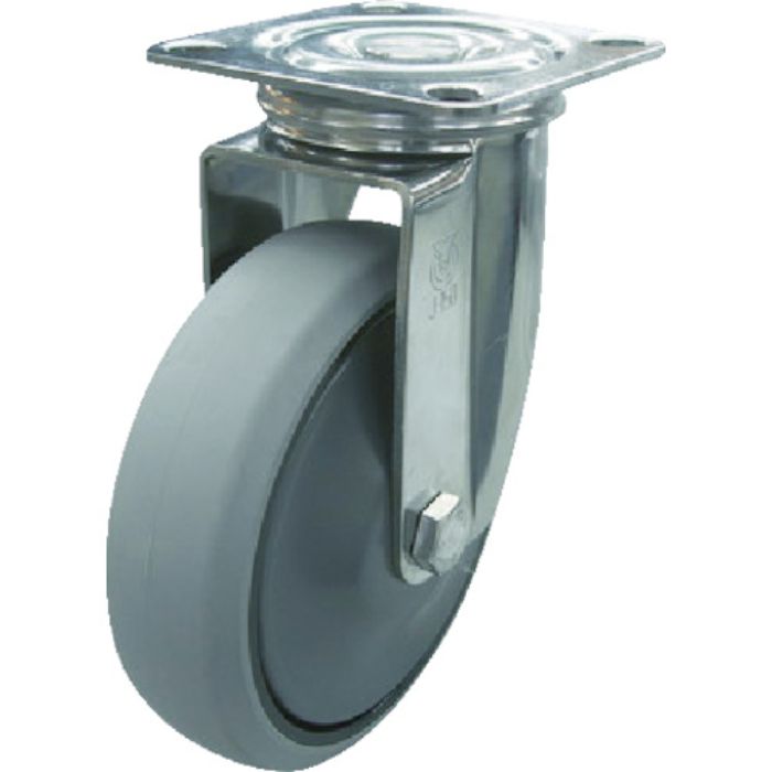 ユーエイ プレート式 自在 ステンレスキャスター ウレタン 車輪径100mm  Jタイプ SUS-J型 取付寸法74×74(67×67)(Tcode:4405480)