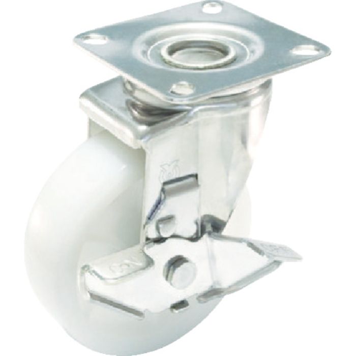 ユーエイ プレート式 自在 ステンレスキャスター ナイロン 車輪径130mm ストッパー付き Jタイプ SUS-J-S型 取付寸法82×82(75×75)(Tcode:4405633)