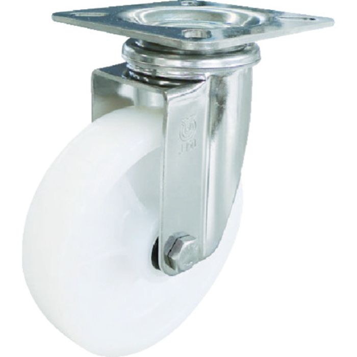 ユーエイ プレート式 自在 ステンレスキャスター ナイロン 車輪径200mm  Jタイプ SUS-J型 取付寸法115×115(105×105)(Tcode:4405668)