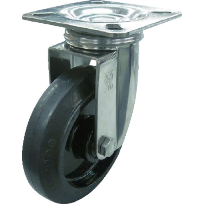 ユーエイ プレート式 自在 ステンレスキャスター ゴム 車輪径150mm  Jタイプ SUS-J型 取付寸法90×90(75×75)(Tcode:4405765)