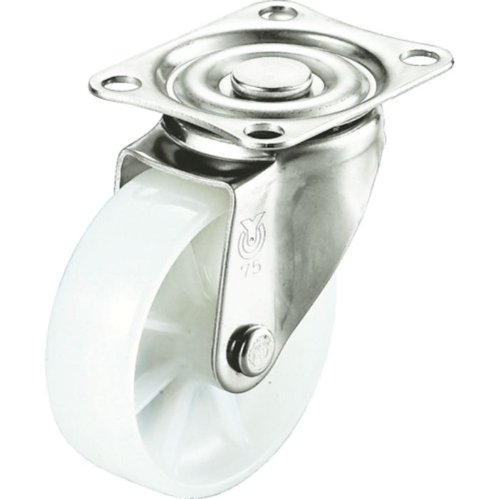 ユーエイ プレート式 自在 ステンレスキャスター ナイロン 車輪径75mm  Sタイプ SUS-SG型 取付寸法55×42(Tcode:3797791)