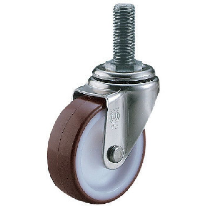 ユーエイ ねじ込み式 自在 ステンレスキャスター ウレタン 車輪径75mm  Sタイプ SUS-ST型 ネジ寸法M16×40ピッチ2(Tcode:8093305)