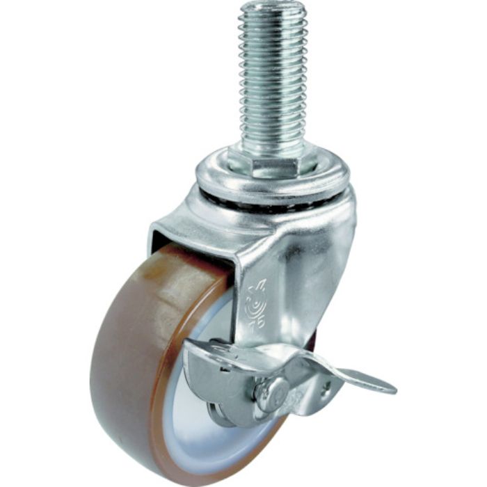 ユーエイ ねじ込み式 自在 ステンレスキャスター ウレタン 車輪径75mm ストッパー付き Sタイプ SUS-ST-S型 ネジ寸法W3/4×40山数10(Tcode:4405838)