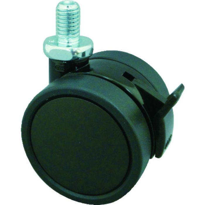 TRUSCO ねじ込み双輪キャスター エラストマ-車輪 自在ストッパー付 Φ50 M8(Tcode:2068680)