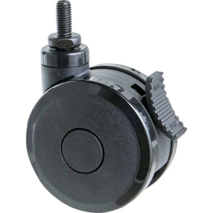 TRUSCO ねじ込み双輪キャスター エラストマ-車輪 自在ストッパー付 Φ100 M10 ブラック(Tcode:2572176)