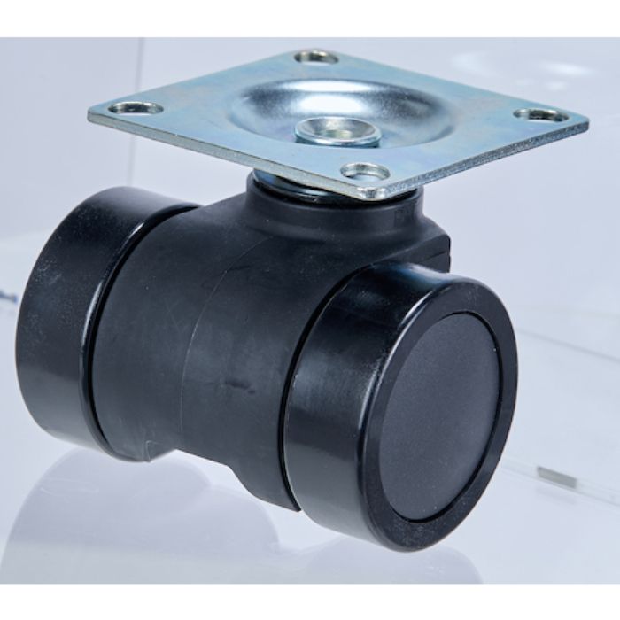 TRUSCO プレート式重荷重用低床型 双輪キャスターダブルベアリング ナイロン車66mm(Tcode:2555297)