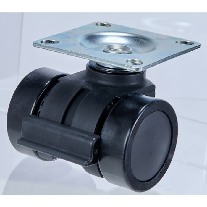 TRUSCO プレート式重荷重用低床型 双輪キャスターダブルベアリング ストッパー付きナイロン車66mm(Tcode:2555300)