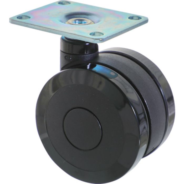 TRUSCO プレート式双輪キャスター エラストマ-車輪 自在 Φ100 ブラック(Tcode:2573509)