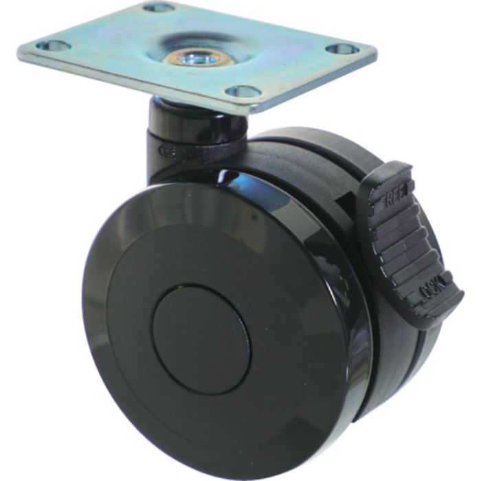 TRUSCO プレート式双輪キャスター エラストマ-車輪 自在ストッパー付 Φ100 ブラック(Tcode:2573506)