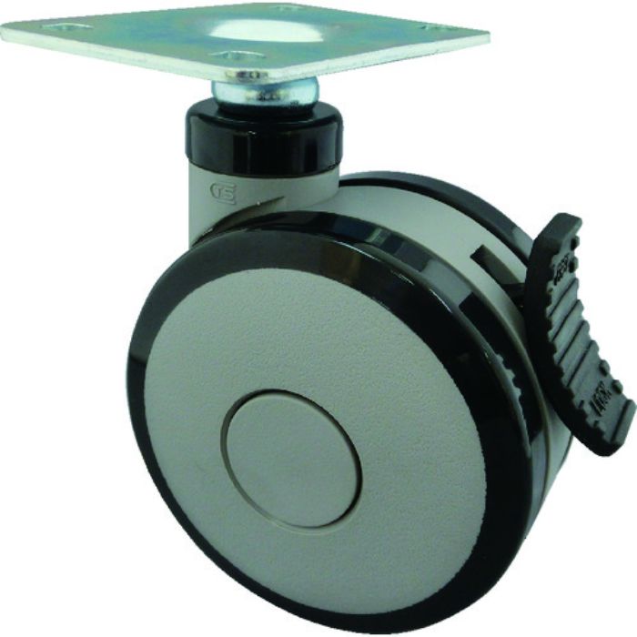 TRUSCO プレート式双輪キャスター エラストマ-車輪 自在ストッパー付 Φ75(Tcode:2068695)
