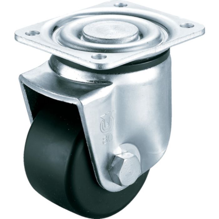 ユーエイ プレート式 自在 低床キャスター モノマーキャストナイロン 車輪径100mm  Hタイプ UHG型 取付寸法121×59(Tcode:3797988)