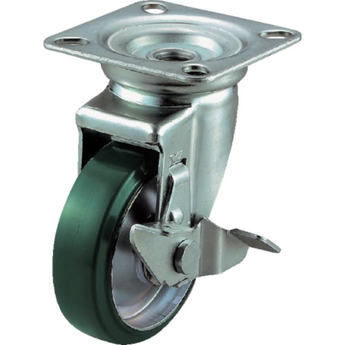 ユーエイ プレート式 自在 キャスター ウレタン 車輪径75mm ストッパー付き Jタイプ J-S型 取付寸法63×63(Tcode:4842391)