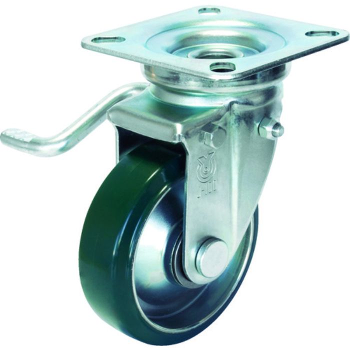 ユーエイ プレート式 自在 キャスター ウレタン 車輪径100mm ストッパー付き Jタイプ JB(L)型 取付寸法74×74(67×67)(Tcode:3798011)