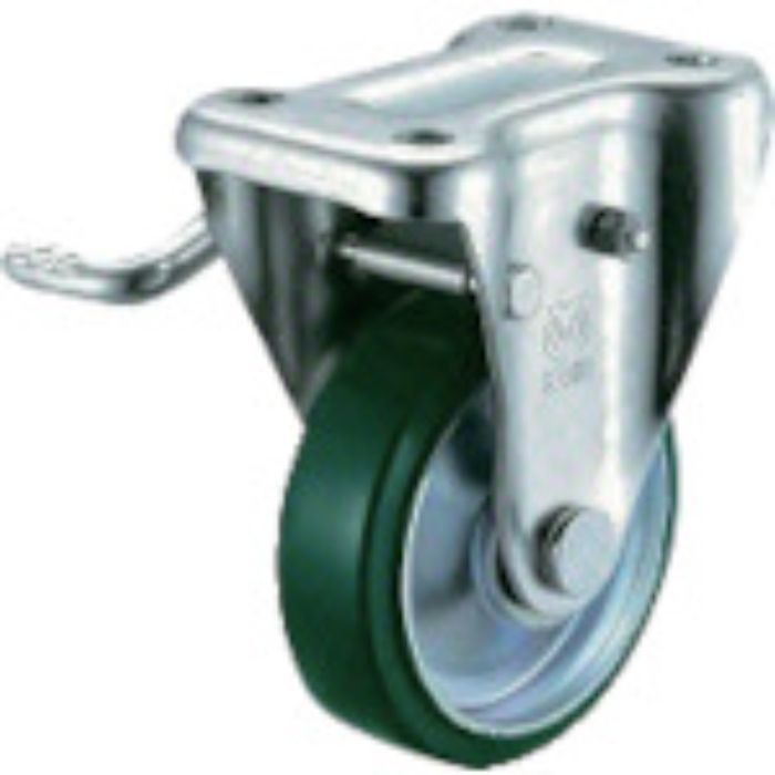 ユーエイ プレート式 固定 キャスター ウレタン 車輪径100mm ストッパー付き Jタイプ KB(L)型 取付寸法80×45(Tcode:8092752)