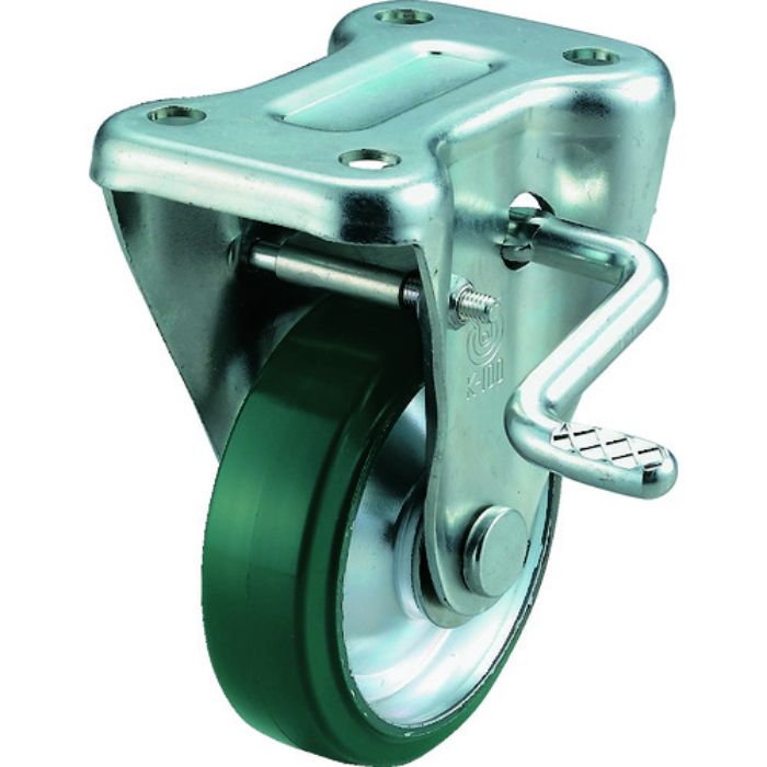 ユーエイ プレート式 固定 キャスター ウレタン 車輪径100mm ストッパー付き Jタイプ KB(R)型 取付寸法80×45(Tcode:2963426)