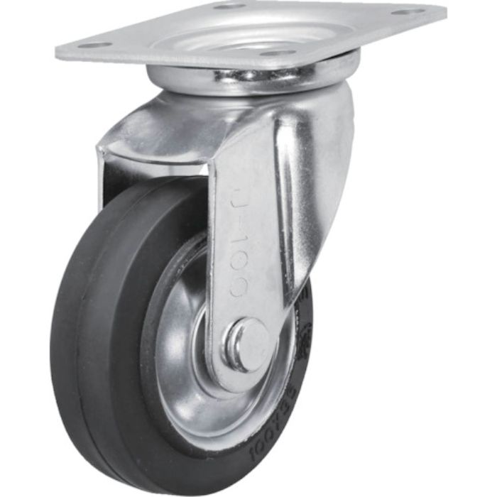 シシク スタンダードプレスキャスター ゴム車輪 自在 100径(Tcode:5057213)