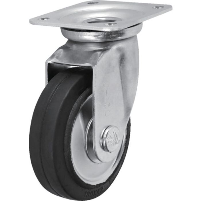 シシク スタンダードプレスキャスター ゴム車輪 自在 130径(Tcode:1372891)