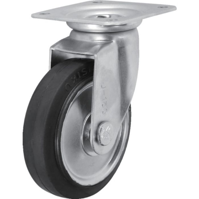 シシク スタンダードプレスキャスター ゴム車輪 自在 150径(Tcode:5049229)